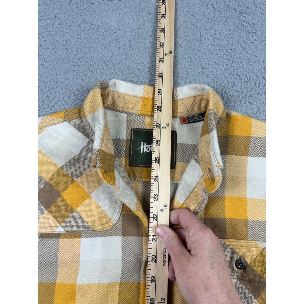 Howler Bros Harkers Flannel Shirt Mens Medium Yellow Brown Plaid Heavyweight - Picture 10 of 14